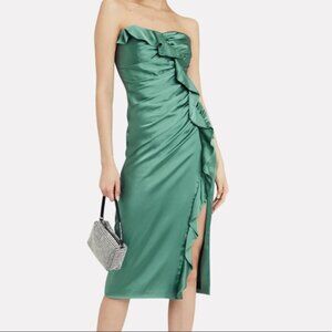 Jonathan Simkhai Teal Green Strapless Bustier Midi Dress. Size 4.